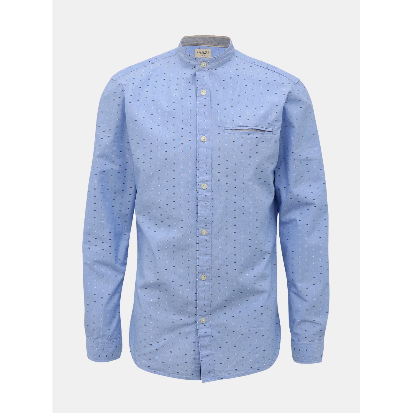 Light Blue Patterned Slim Fit Shirt Selected By Homme Lake