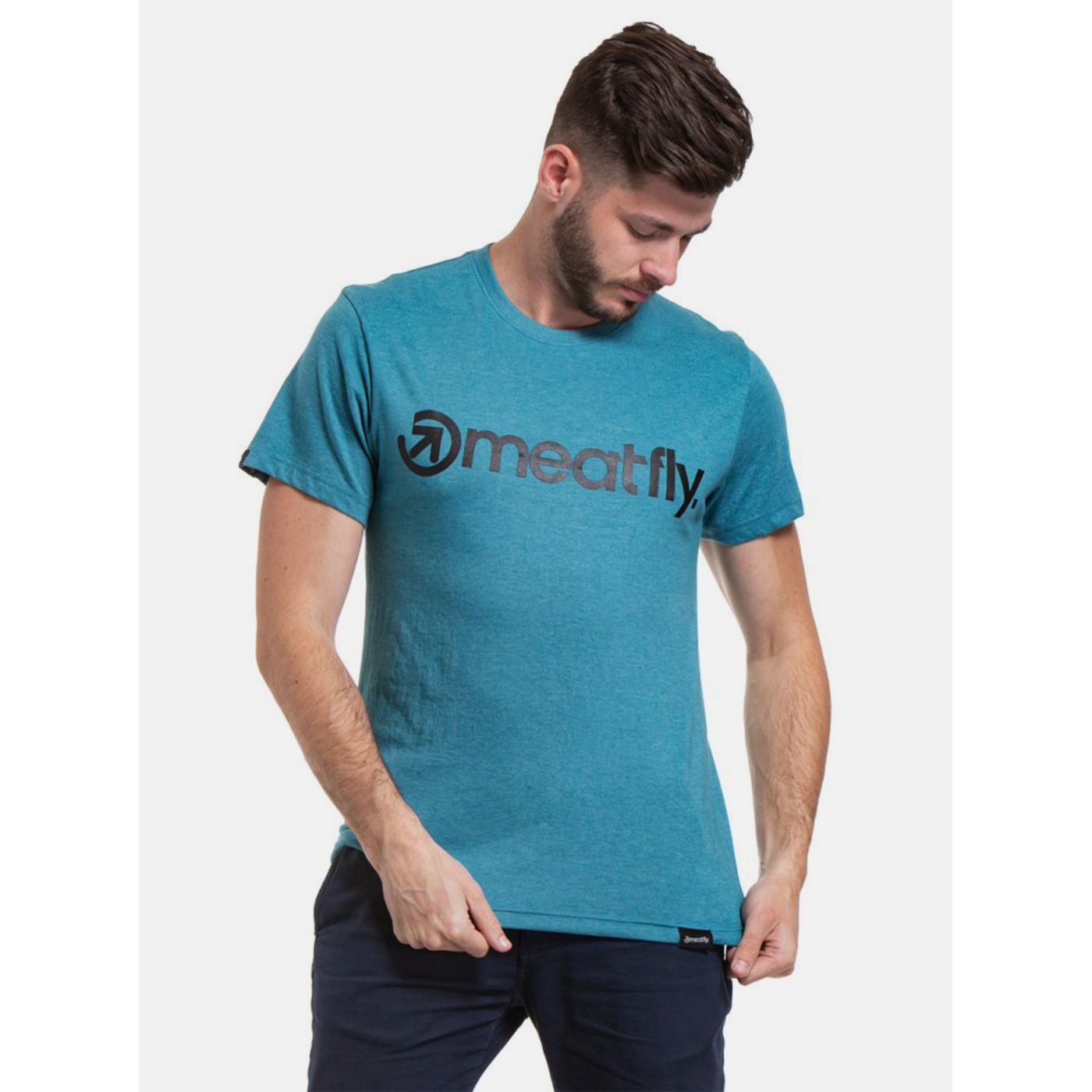 Blue Men's T-Shirt With Meatfly Logo