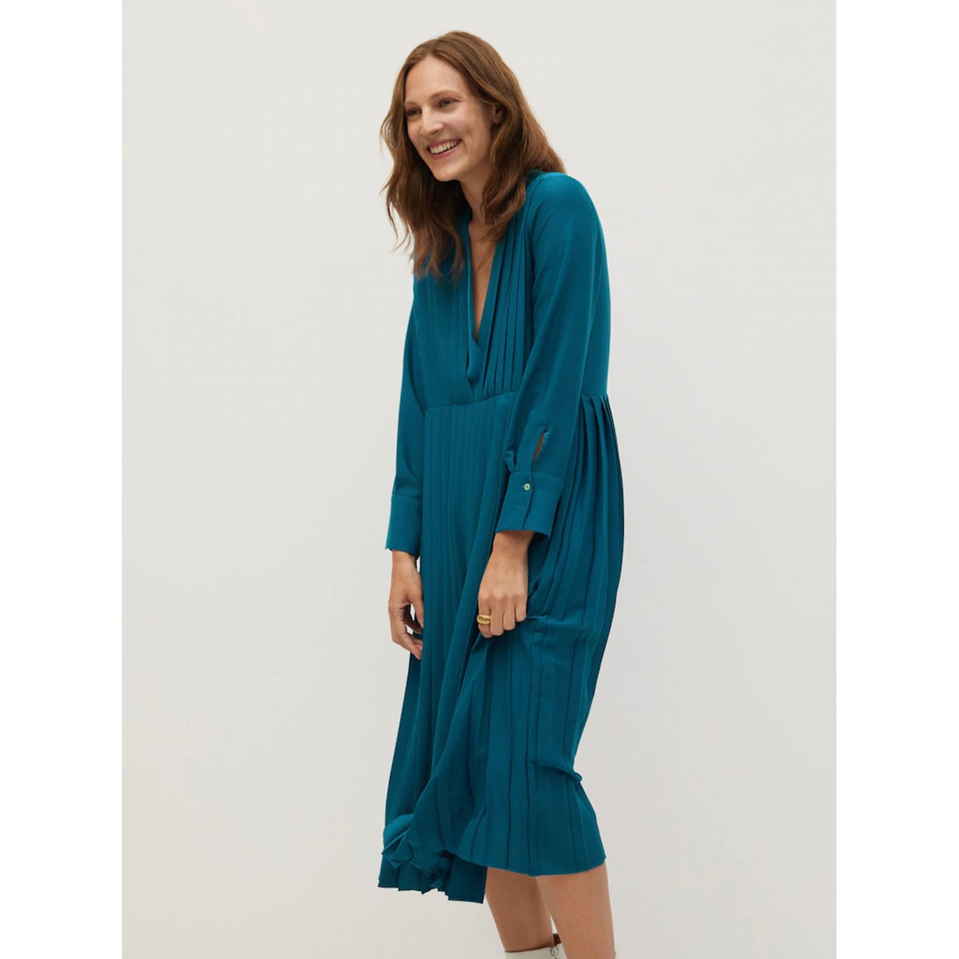 Mango Lali Blue Pleated Midi dress