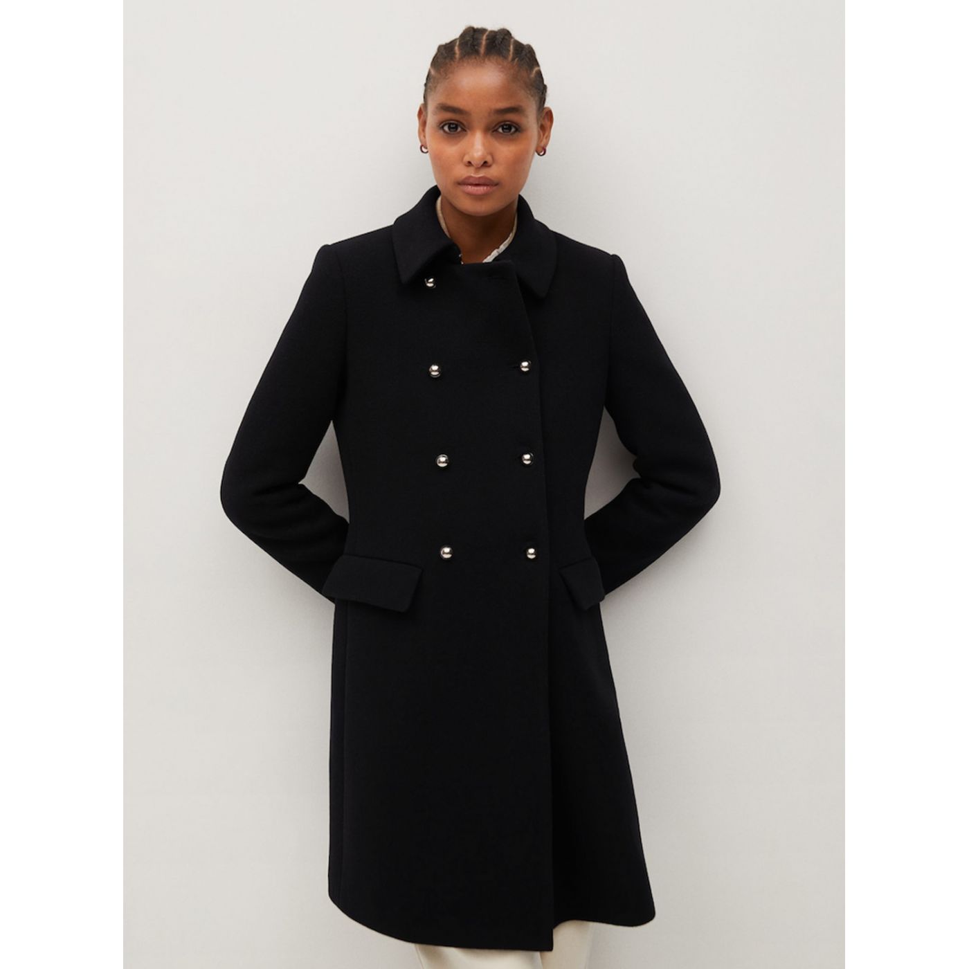 Black coat with mango wool admissage