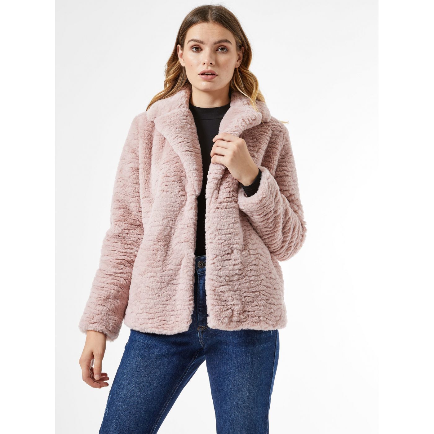 Pink short coat in artificial fur Dorothy Perkins