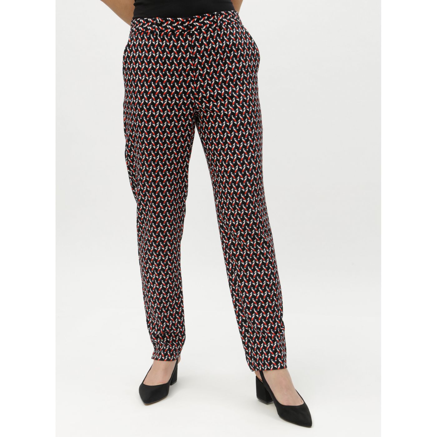 Dark Blue Patterned High WaistEd Pants Dorothy Perkins Tall