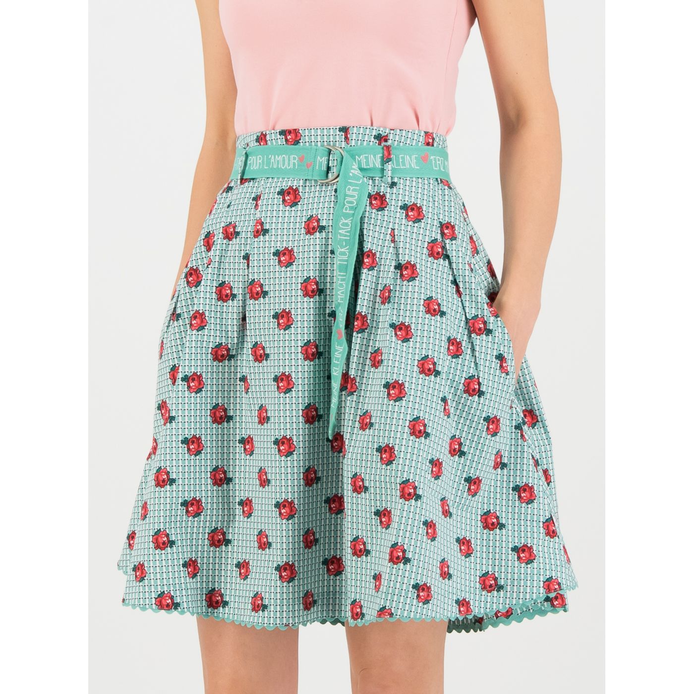 Blutsgeschwister Green Floral Skirt