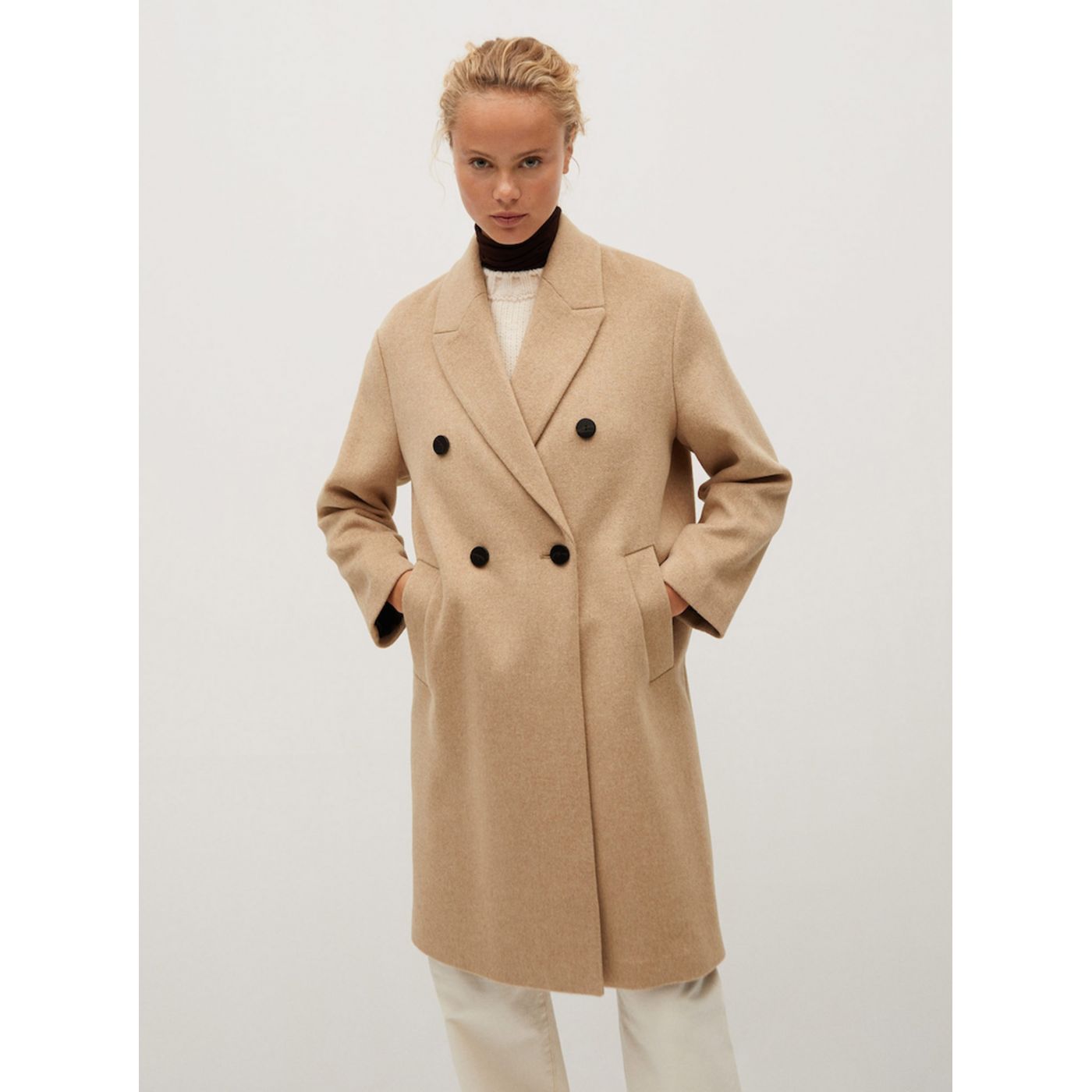 Beige wool coat Mango