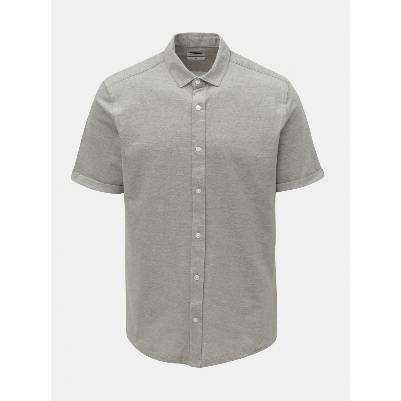 Grey Annealed Slim Fit Short Sleeve Shirt ONLY & SONS Cuton