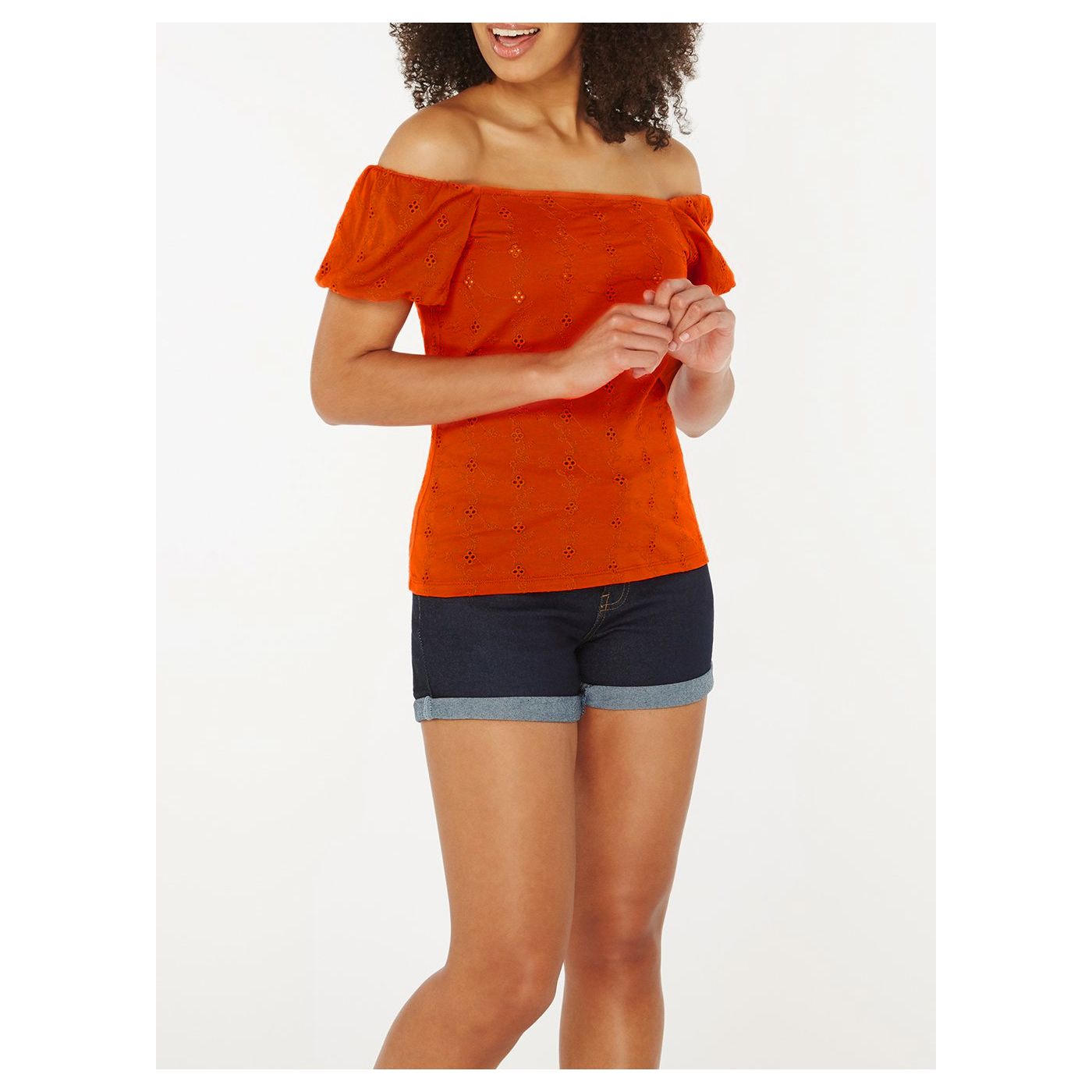 Dorothy Perkins Off-The-Shoulder Orange T-Shirt