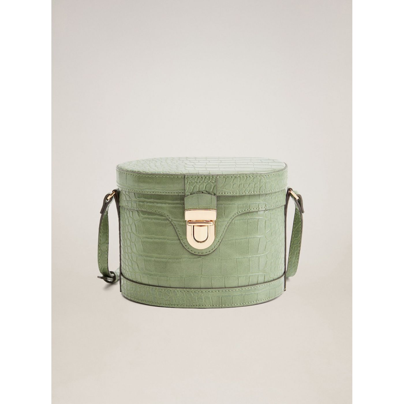 Green crossbody handbag with crocodile pattern Mango