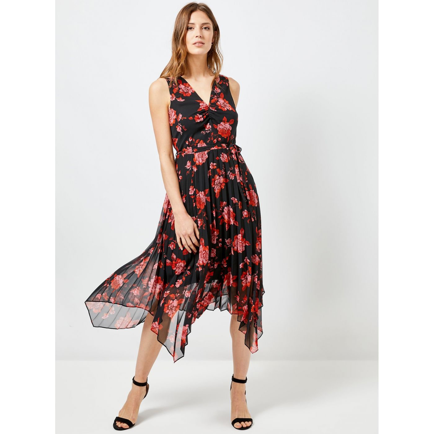 Dorothy Perkins Red-Black Floral Dress