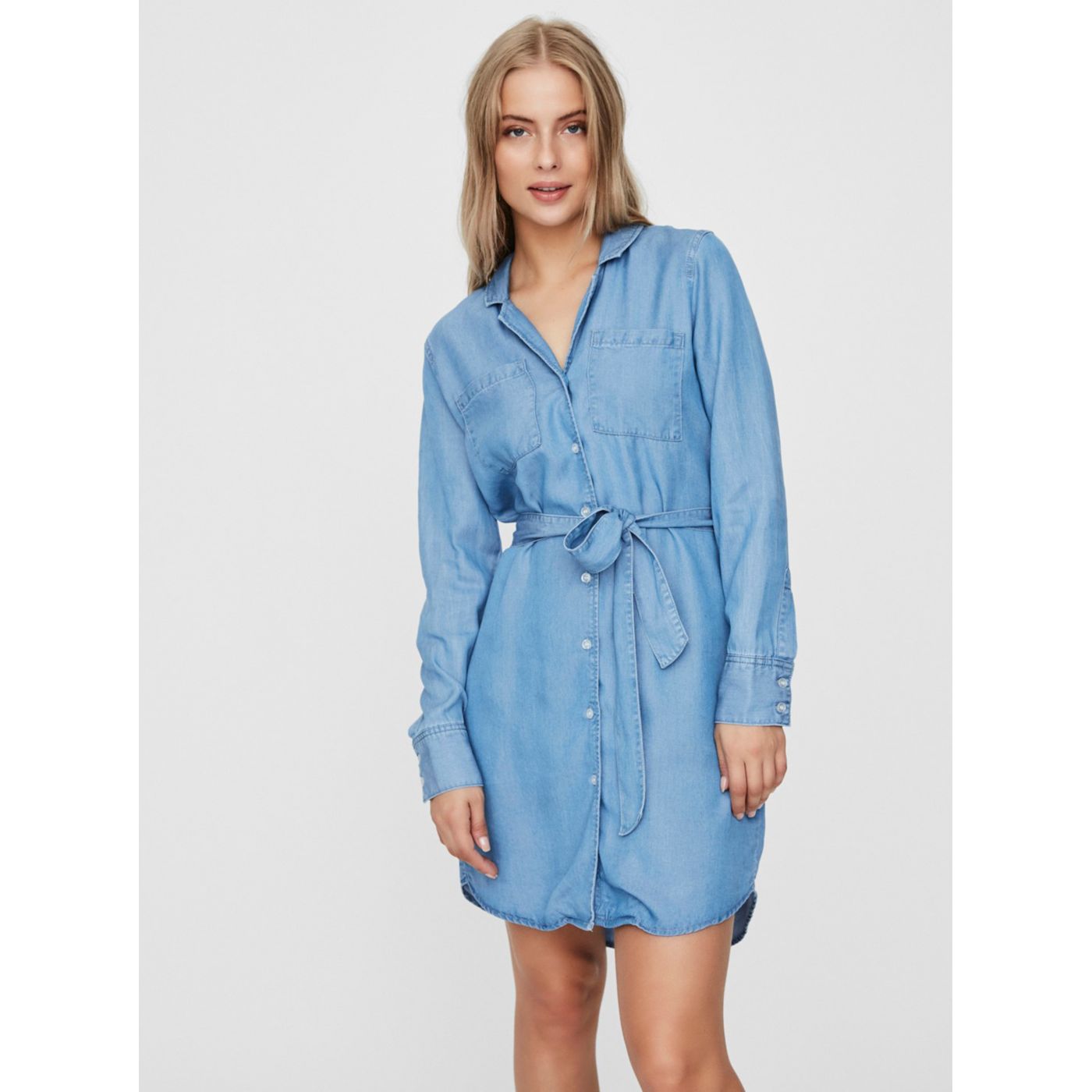 Vero MODA Lisa Blue Denim Shirt Dress