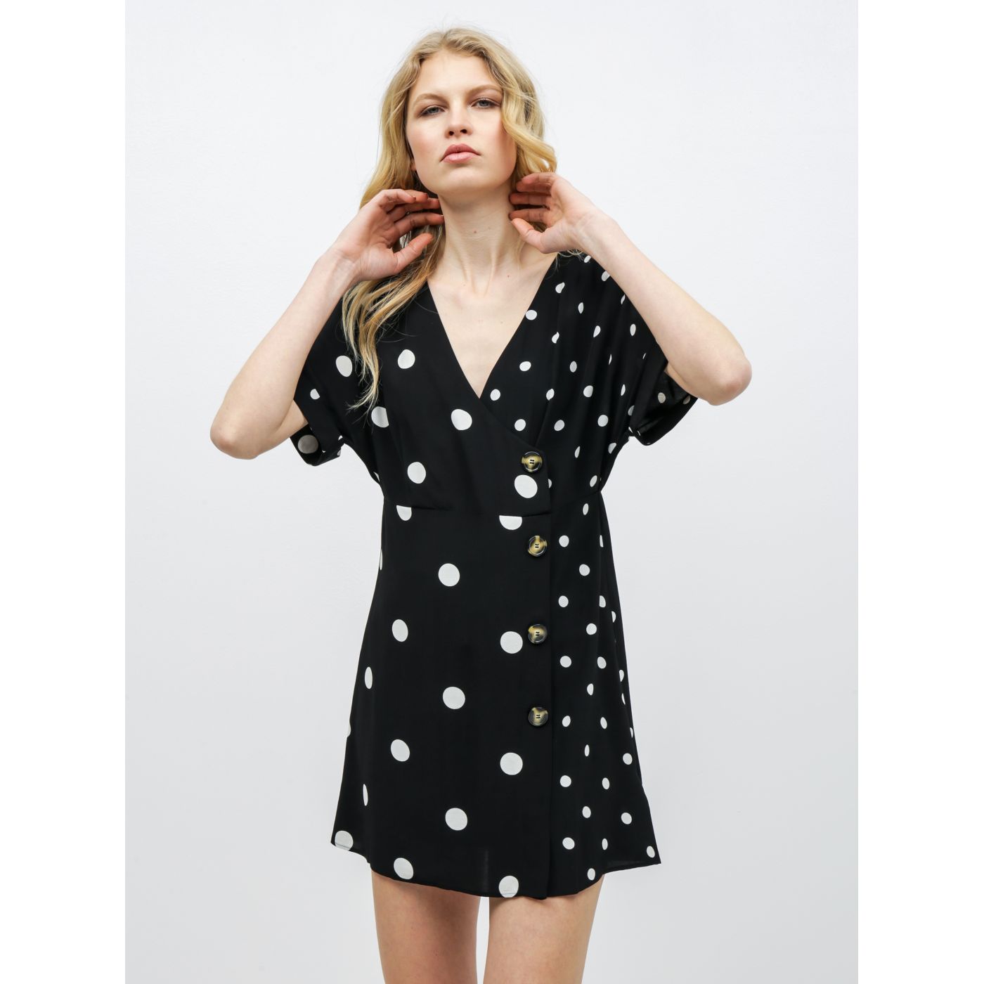 Miss Selfridge's White-Black Polka Dot Dress