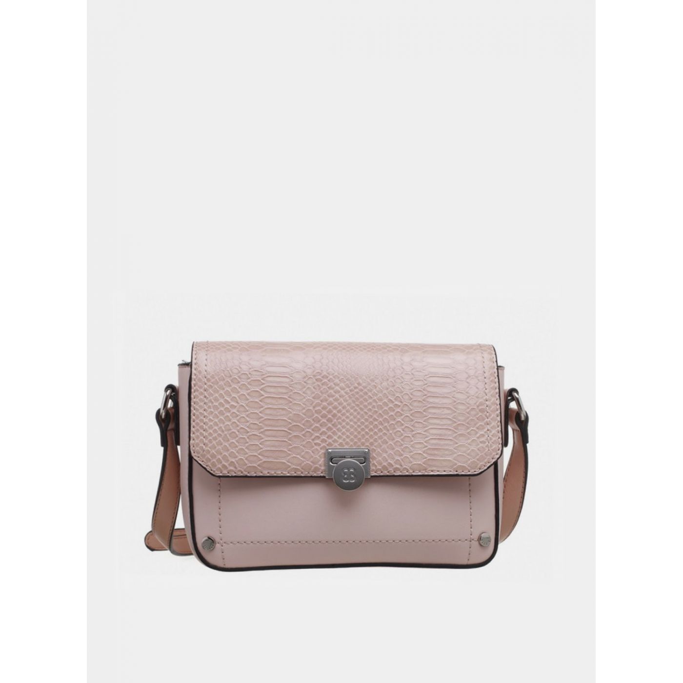 Bessie London snake-patterned old pink crossbody handbag