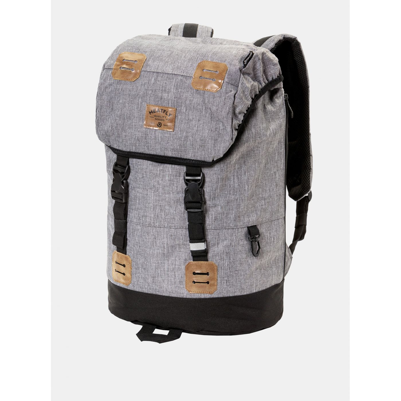 Grey annealed backpack with meatfly raincoat 26 l
