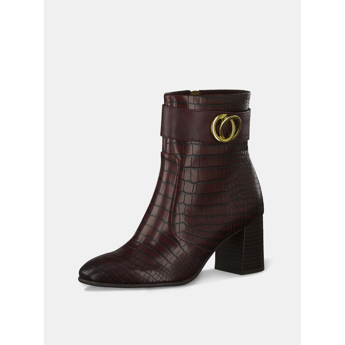 Burgundy Patterned Ankle Boots Tamaris