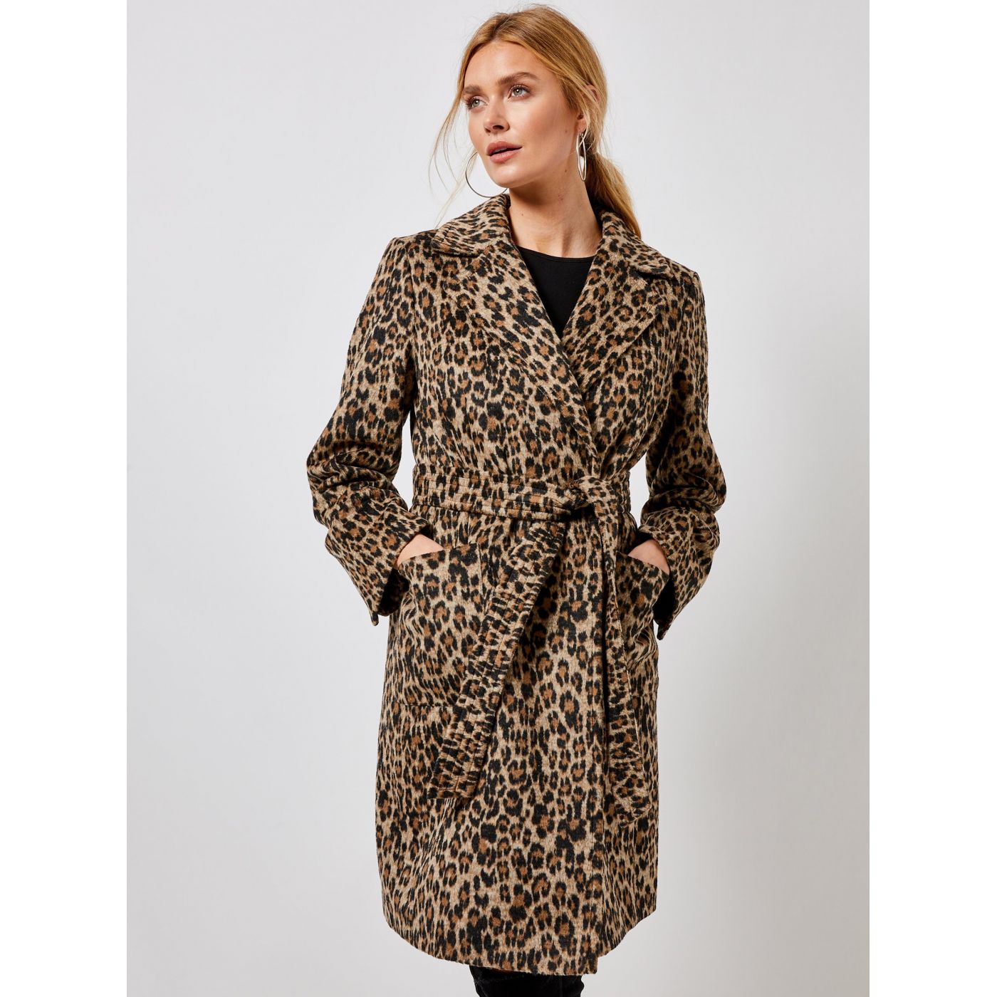 Dorothy Perkins Leopard-Print Brown Coat