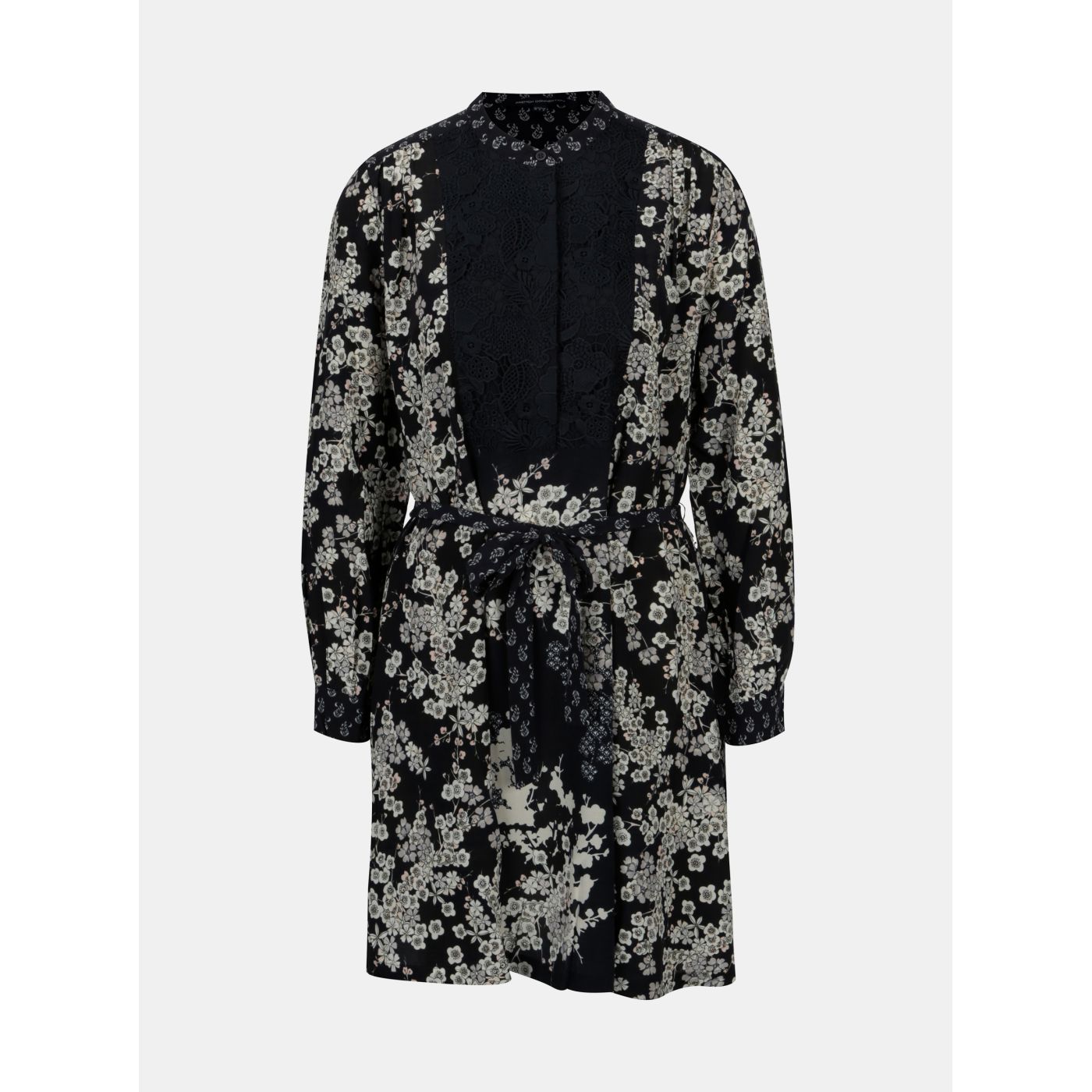 Dark Blue Floral Dress with French Connection Belt