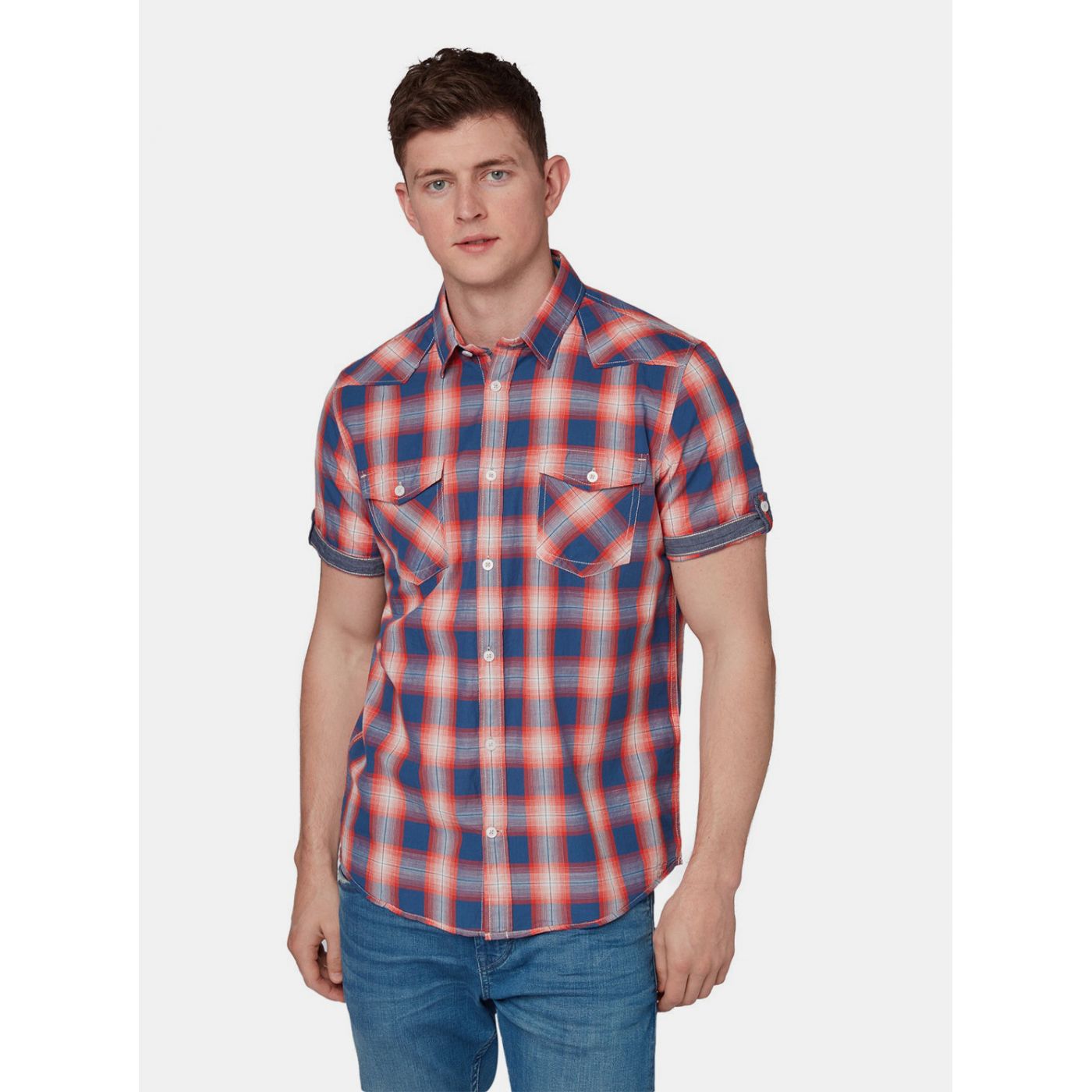 Red Men's Checked Regular Fit Tom Tailor Shirt