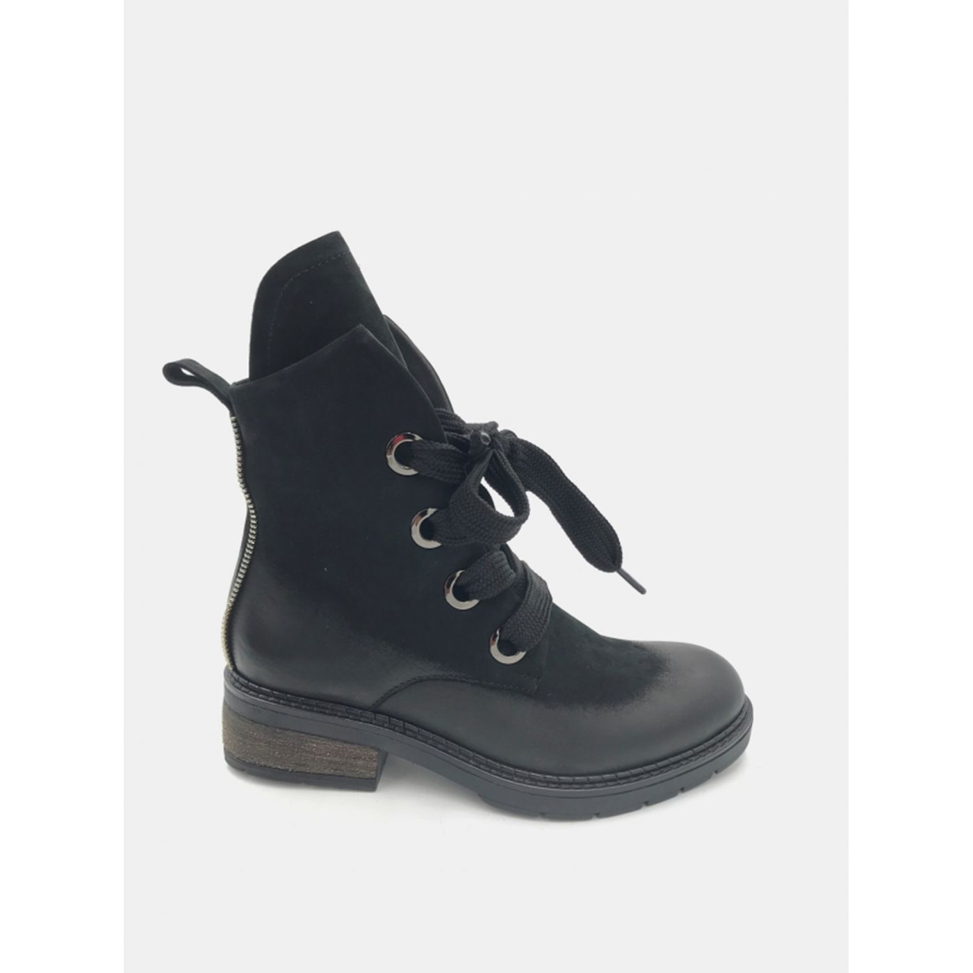 Black Women's Leather Ankle Boots WILD