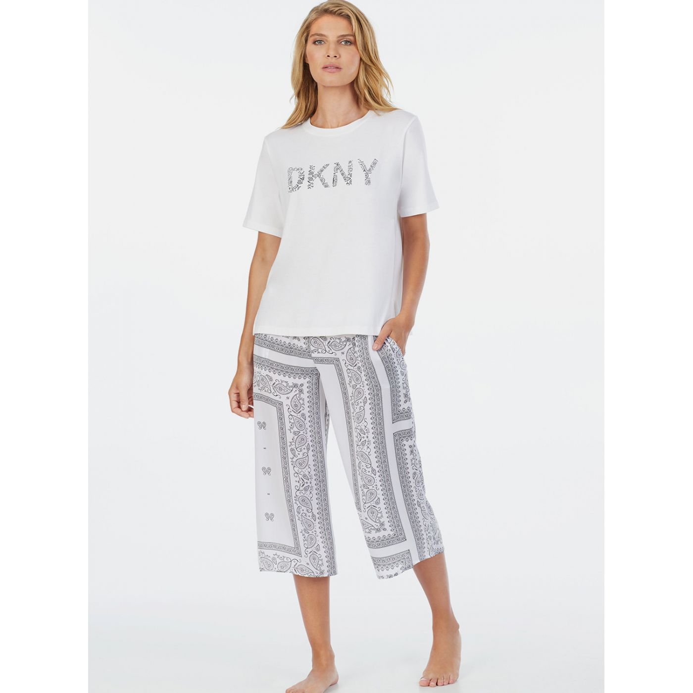 DKNY White Patterned Pajamas