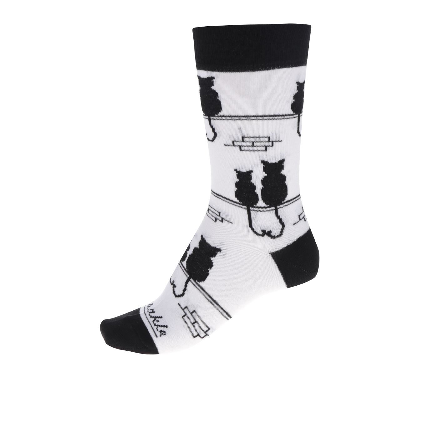 Black-white unisex socks Fusakle Puss and cat