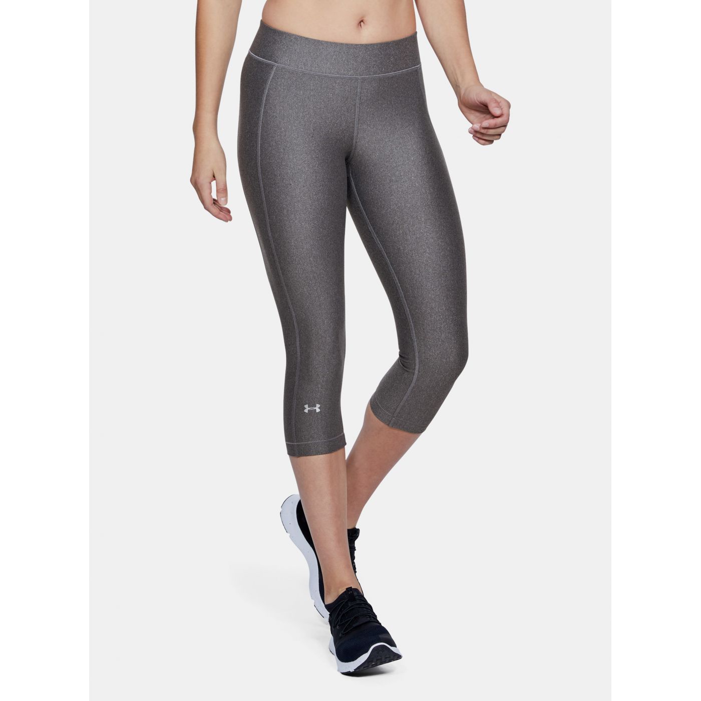 Grey Women's Compression 3/4 Leggings HeatGear Armour Under Armour