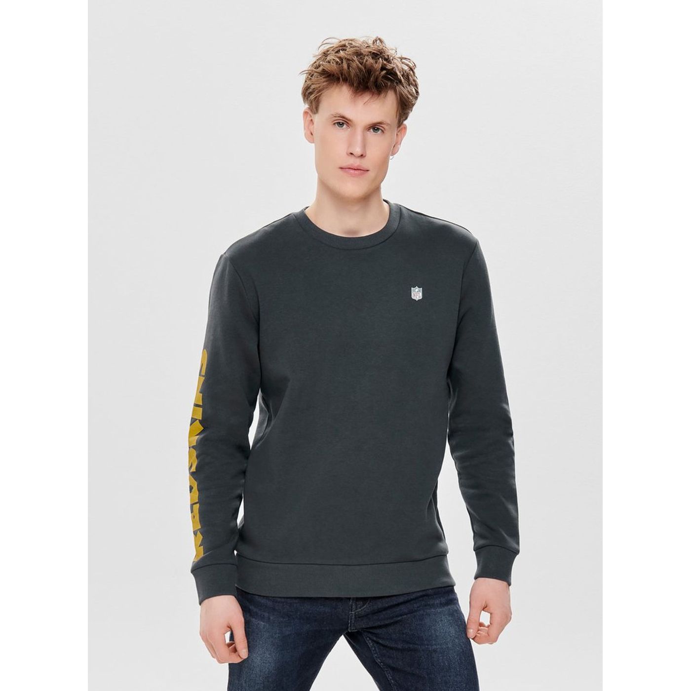 Dark grey sweatshirt with print on back ONLY & SONS Nfl