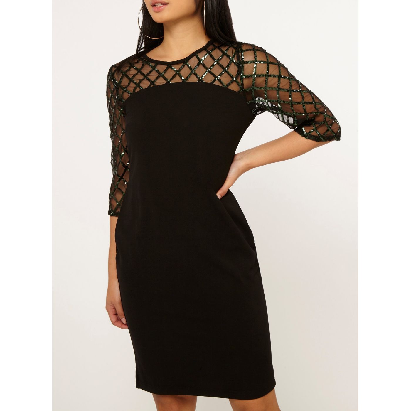Black Sleeve Dress with Sequins Dorothy Perkins Petite