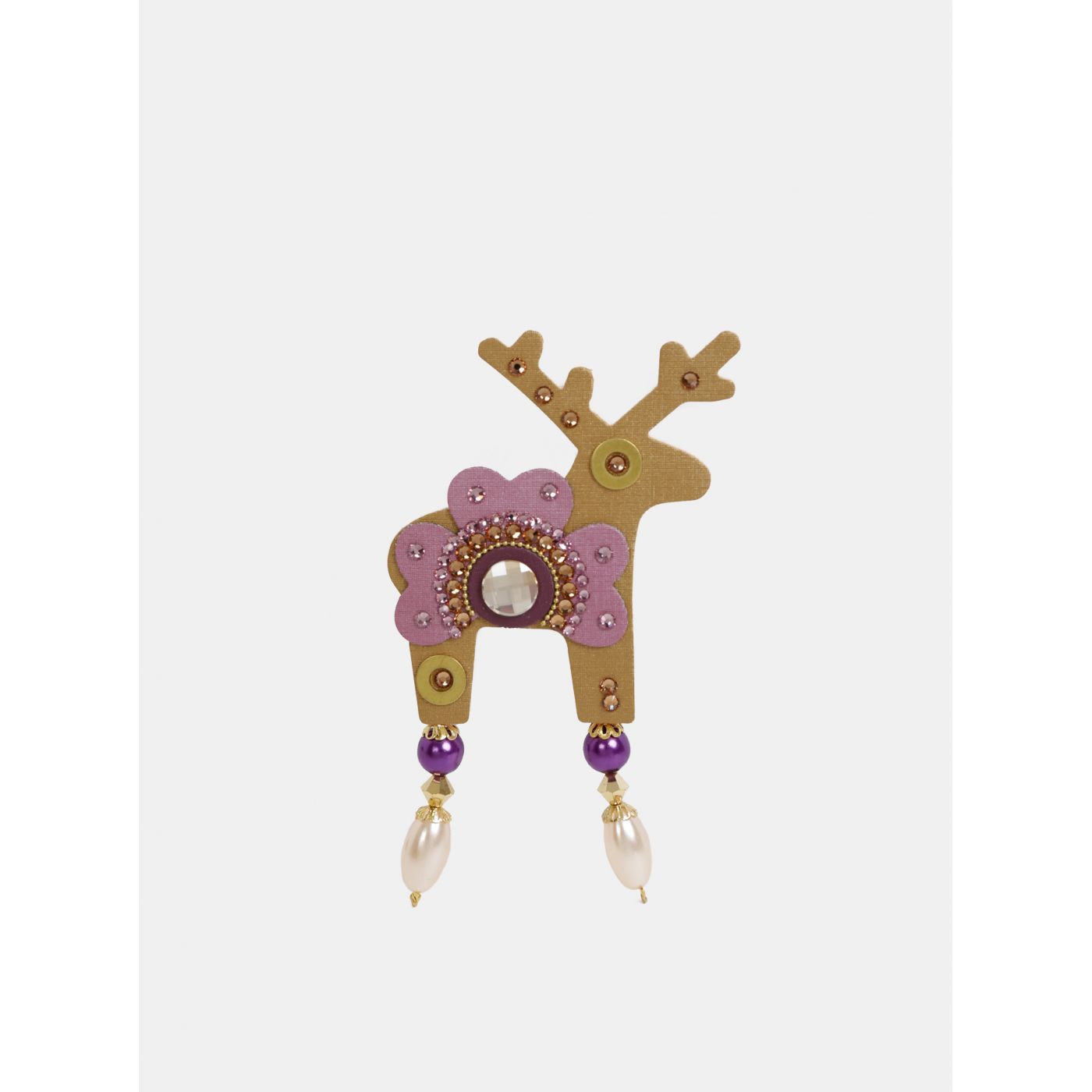 Large brooch in gold with Preciosa Components Deers Roveroni rhinestones