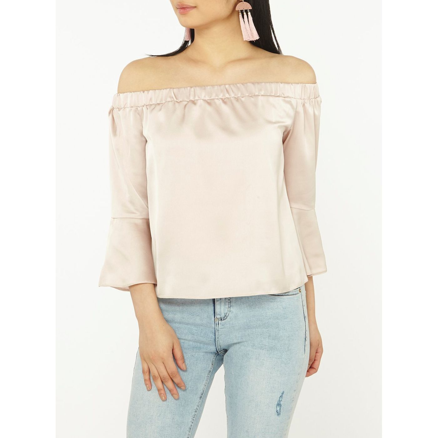 Dorothy Perkins Petite Off-the-shoulder old pink blouse