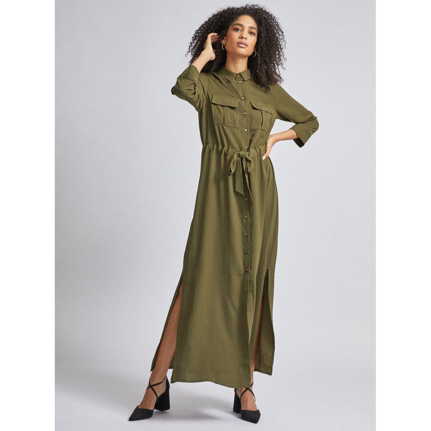 Dorothy Perkins Green Shirt Maxi dress