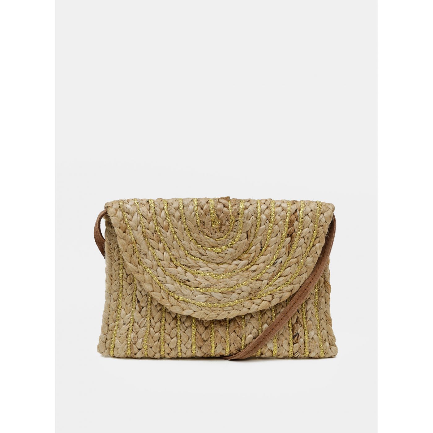 Beige Jute Crossbody Handbag Pieces Mecky