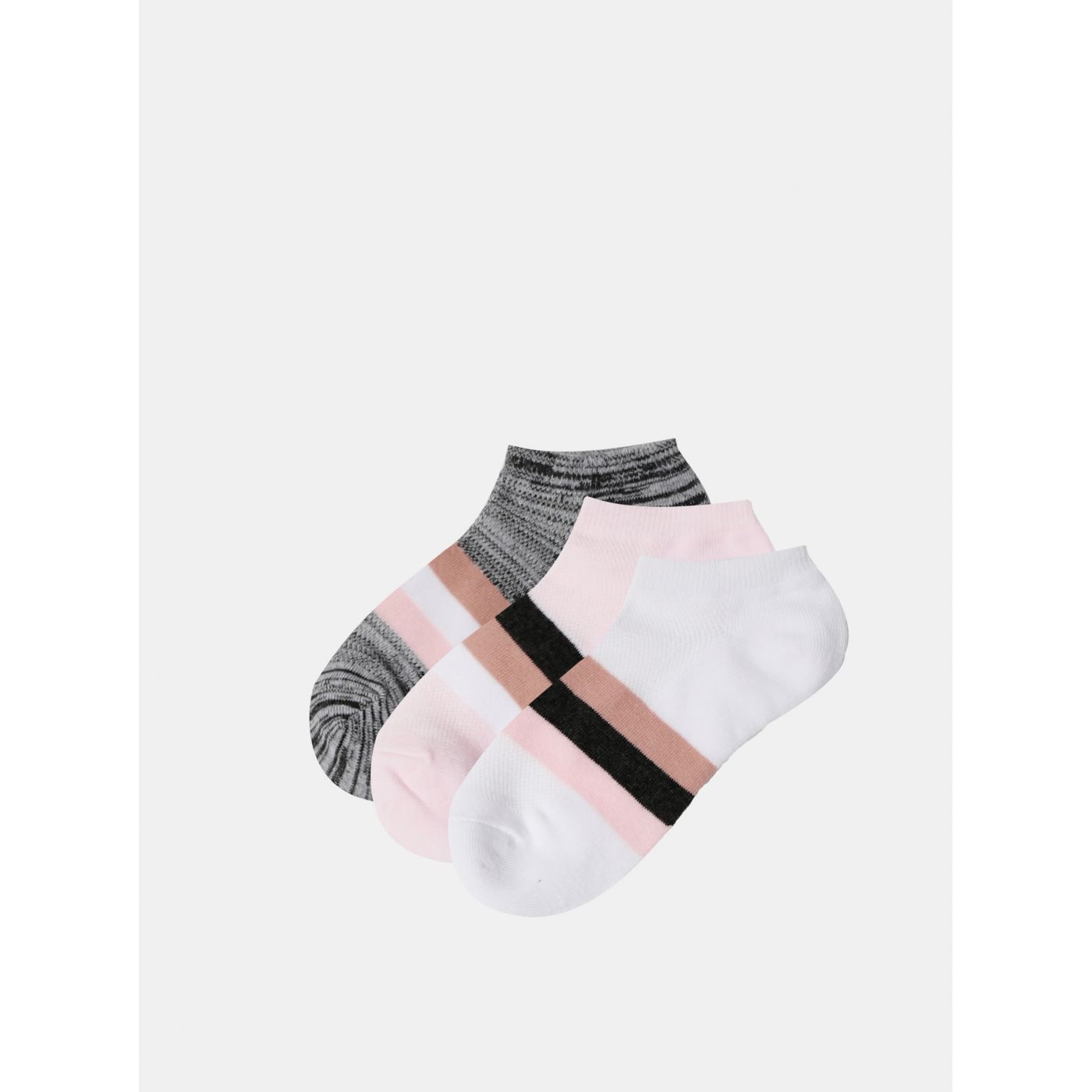 Set of three pairs of low socks in pink and grey TALLY WEiJL