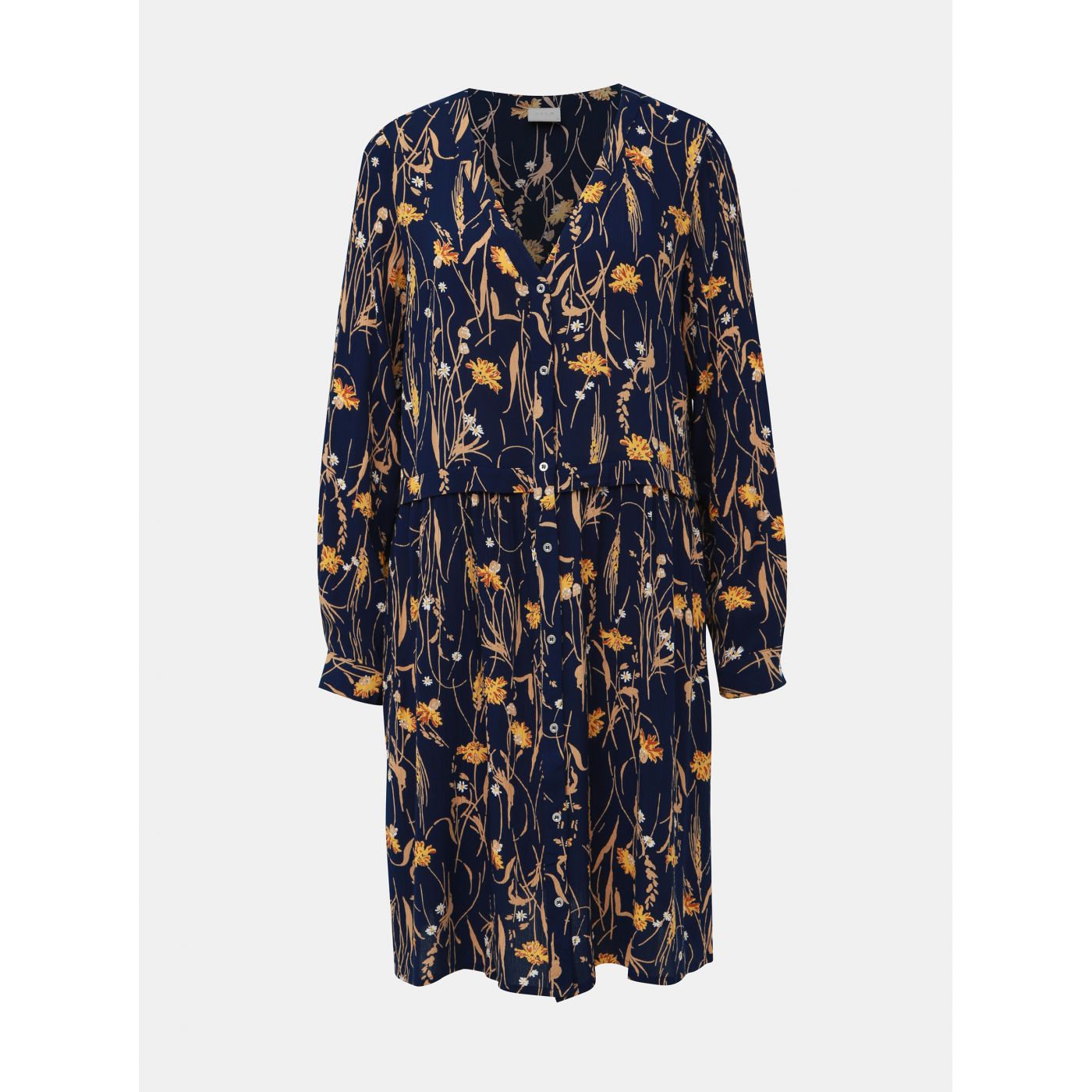 Dark blue floral shirt dress VILA Aleta