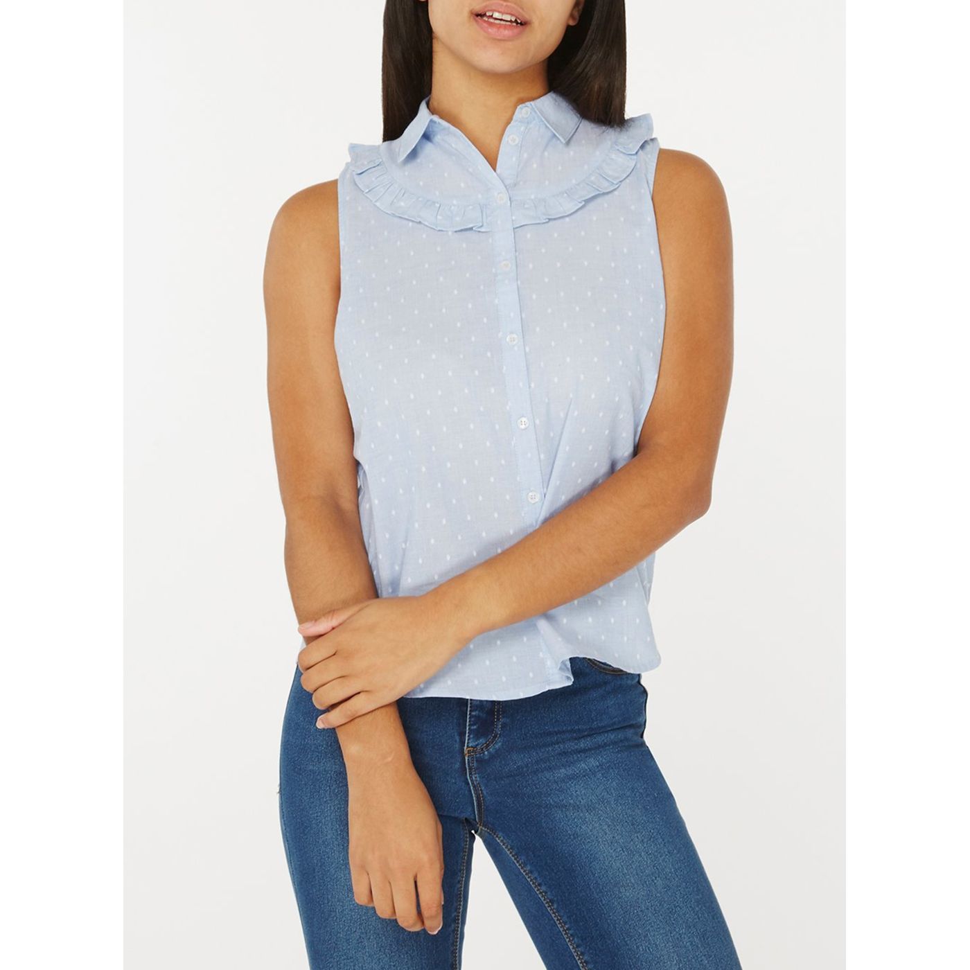 Dorothy Perkins Light Blue Patterned Sleeveless Blouse