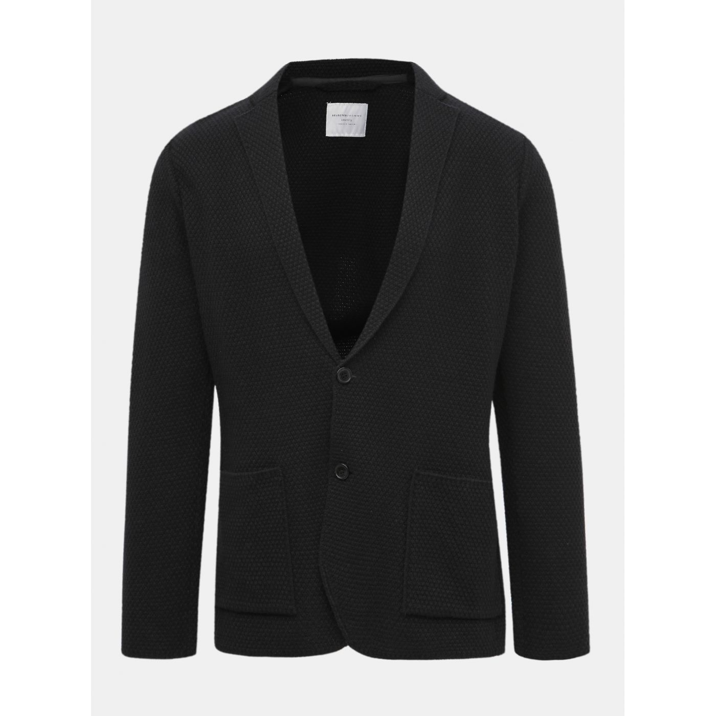Black Cardigan with Admixture Of Wool Selected Homme
