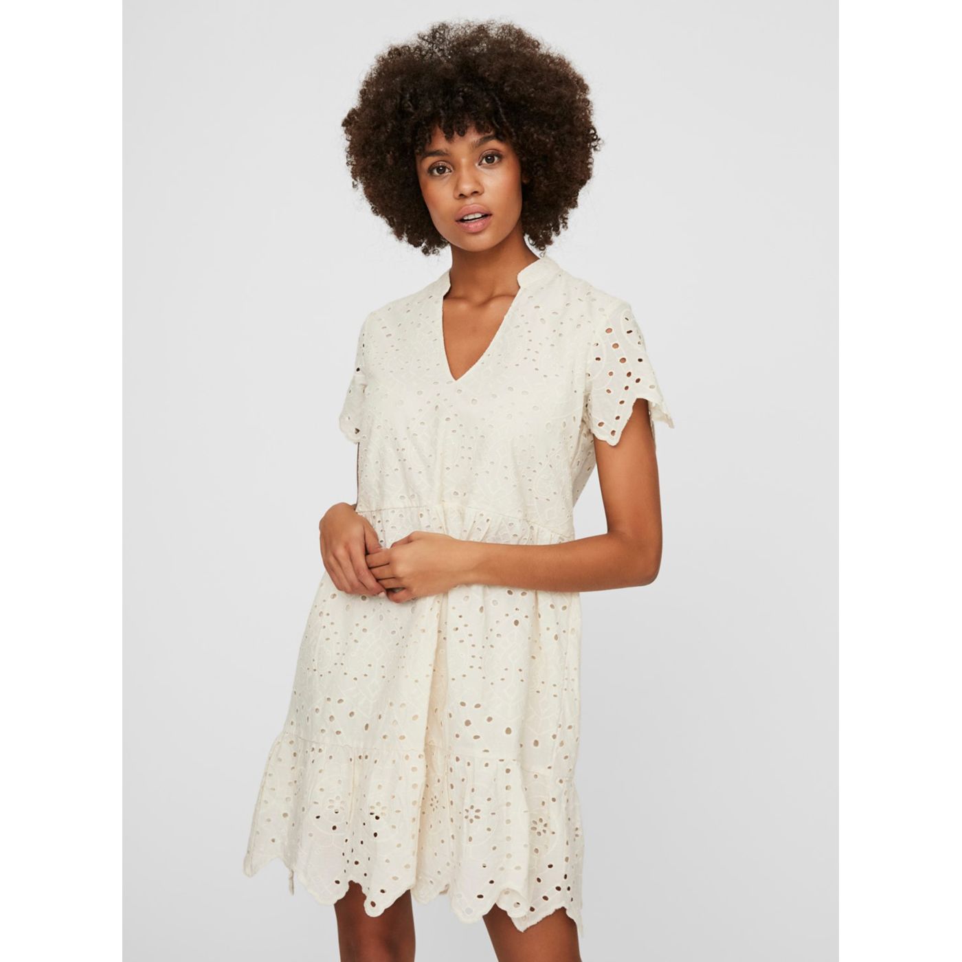 Cream loose dress with madeira VERO MODA Norah