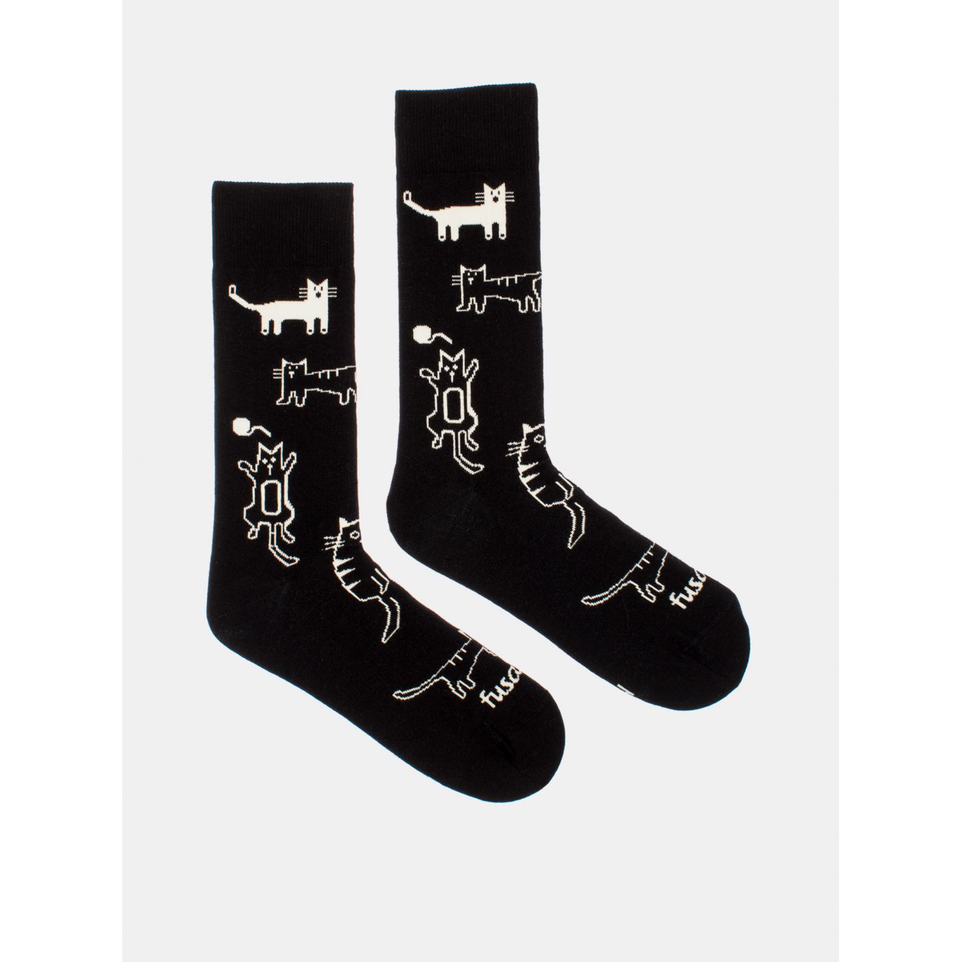 Black Patterned Fusakle Socks Chauky Meow