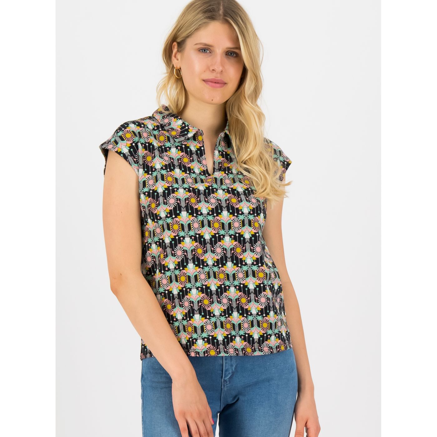 Blutsgeschwister Pink-Black Patterned Blouse