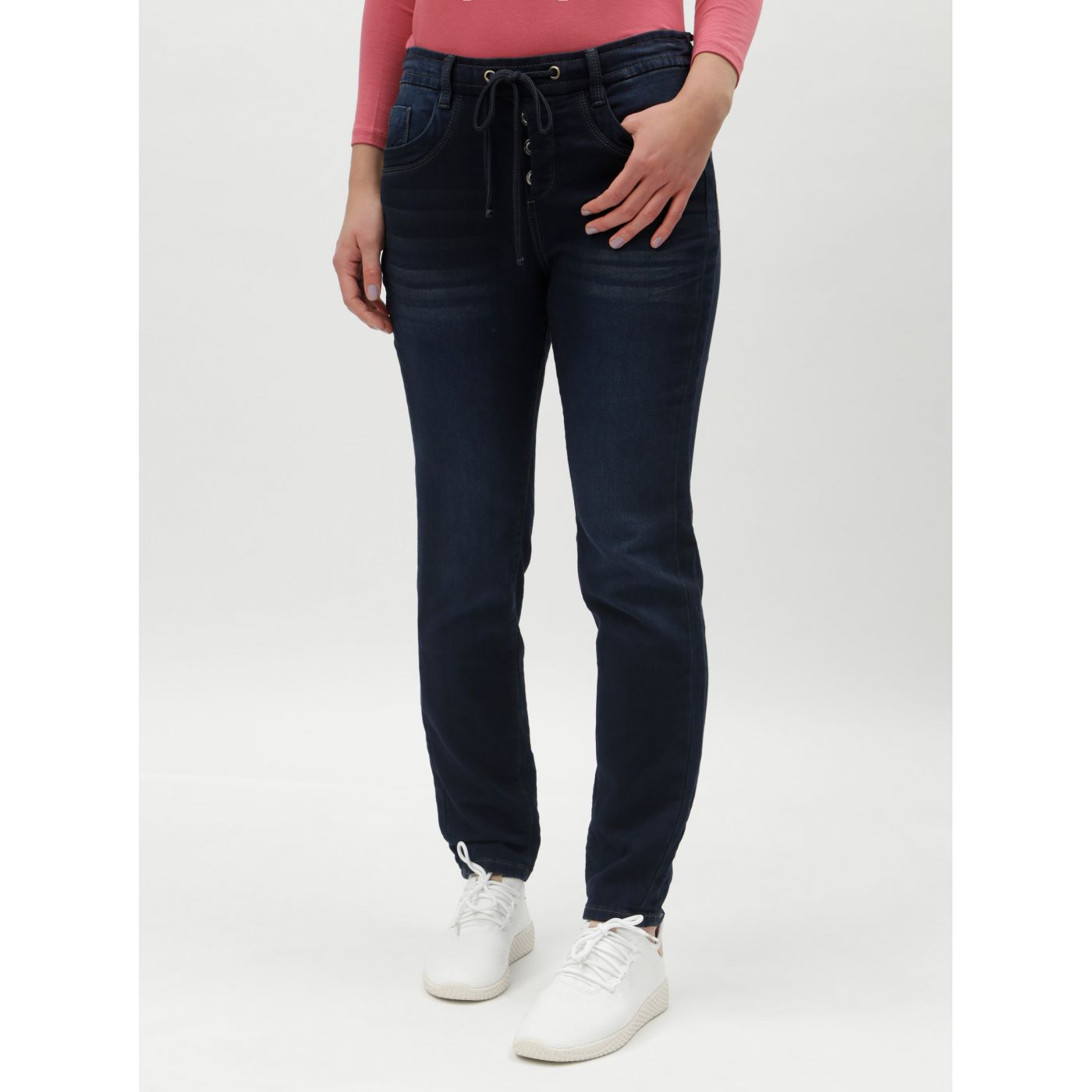 Dark Blue Women's Jeans with Elastic at The Waist By Tom Tailor