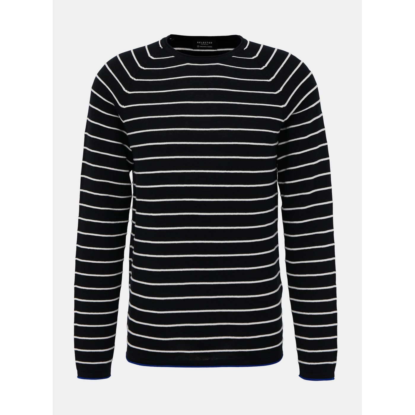 Dark Blue Striped Basic Sweater Selected By Homme Troy