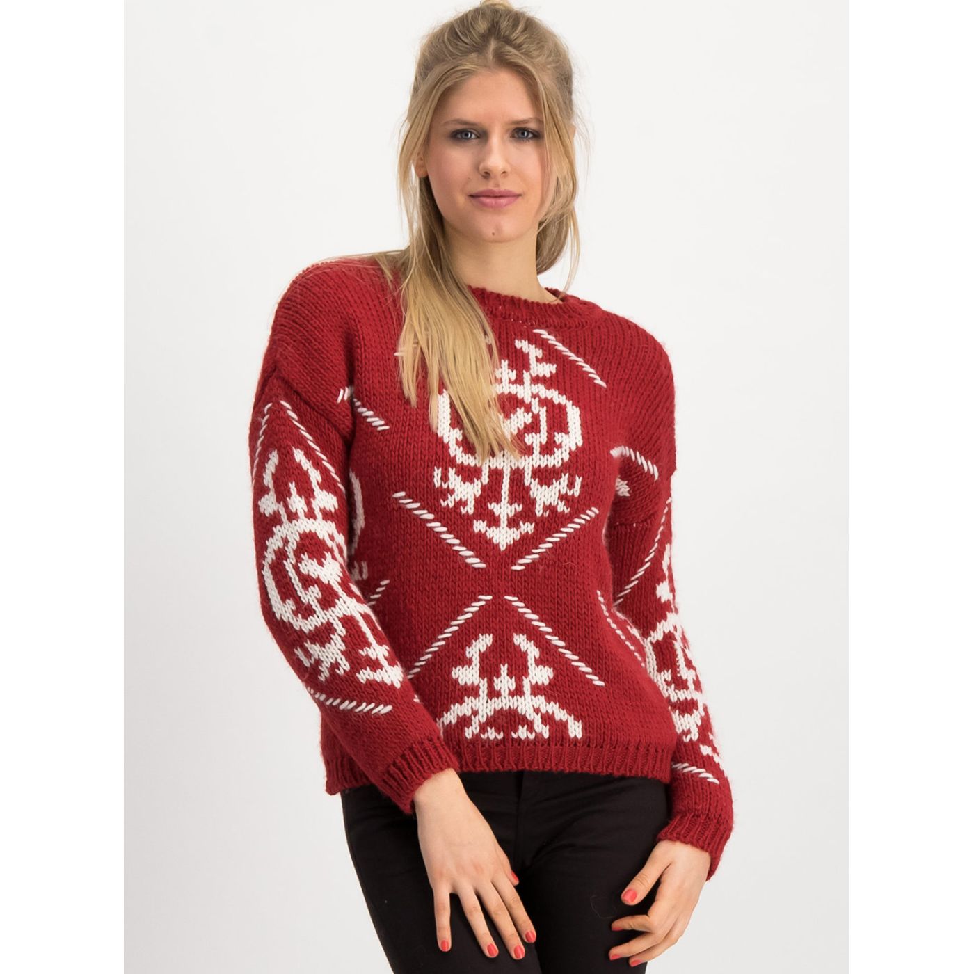 Blutsgeschwister Blutsgeschwister Red Patterned Sweater