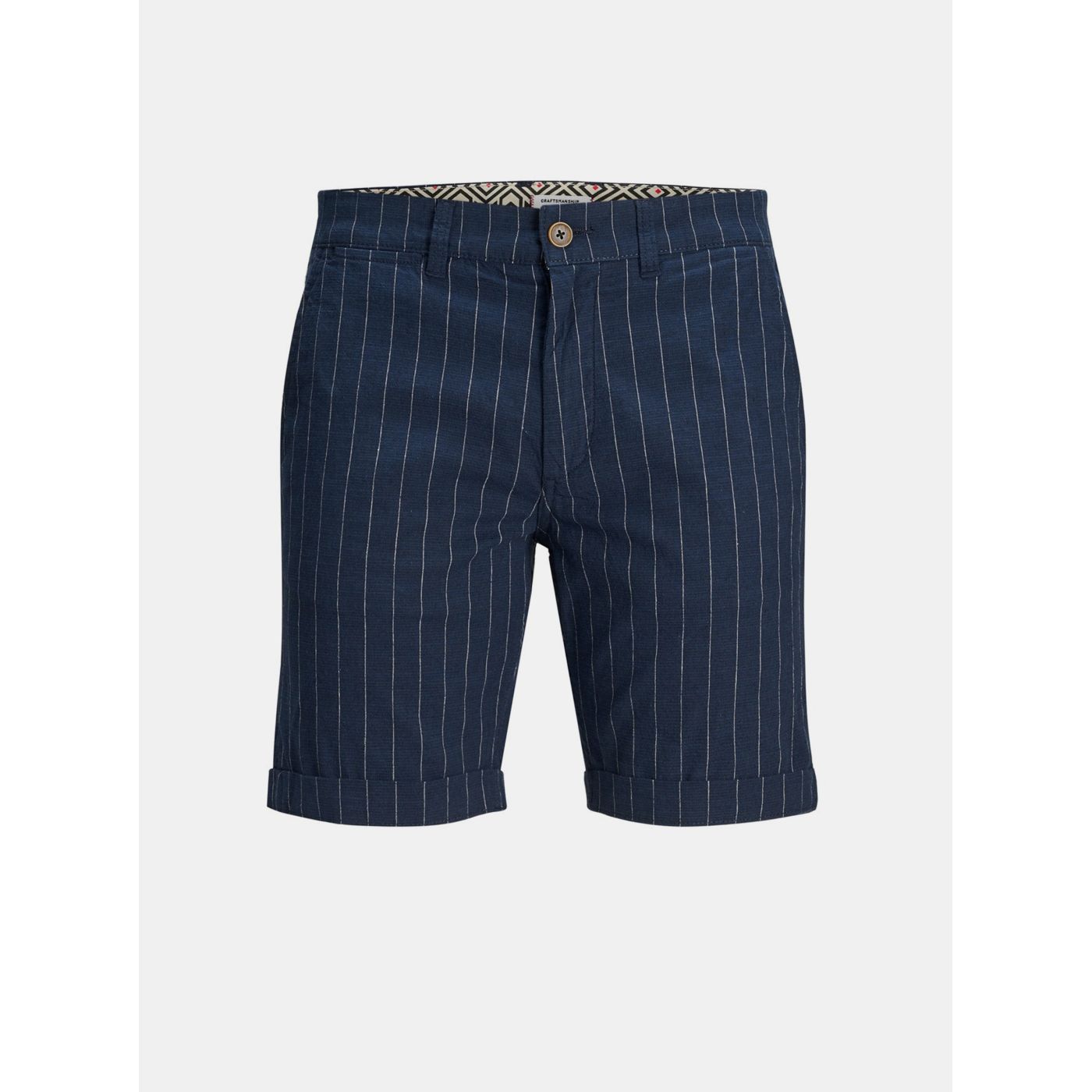 Dark blue striped chino shorts with addition to Jack & Jones flax