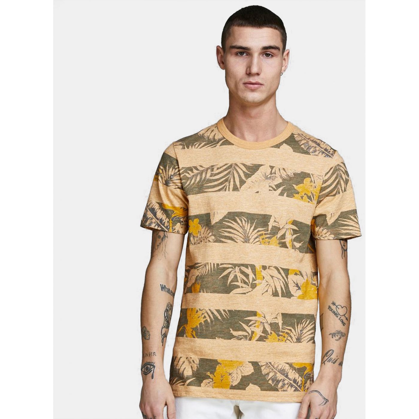 Green-yellow Patterned T-Shirt Jack & Jones Rise