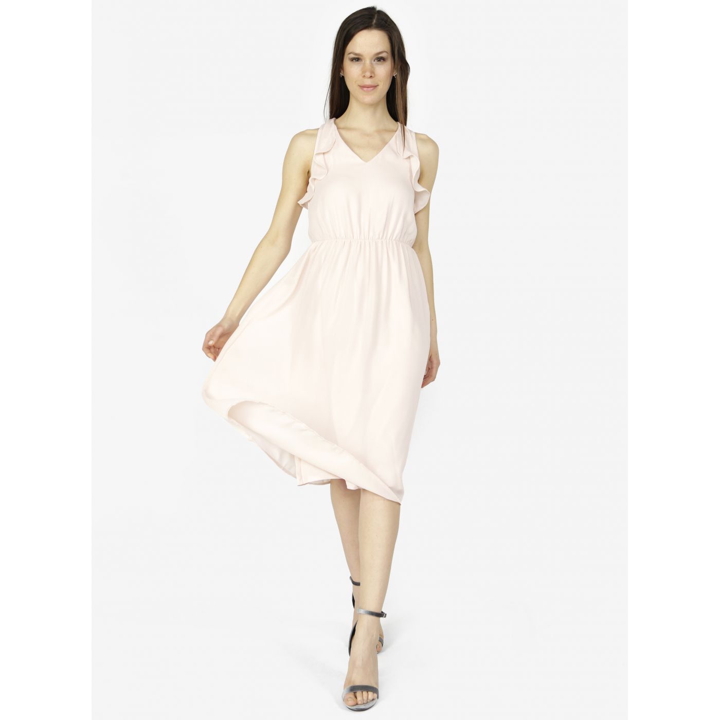 Light pink dress with ruffled VERO MODA Iris