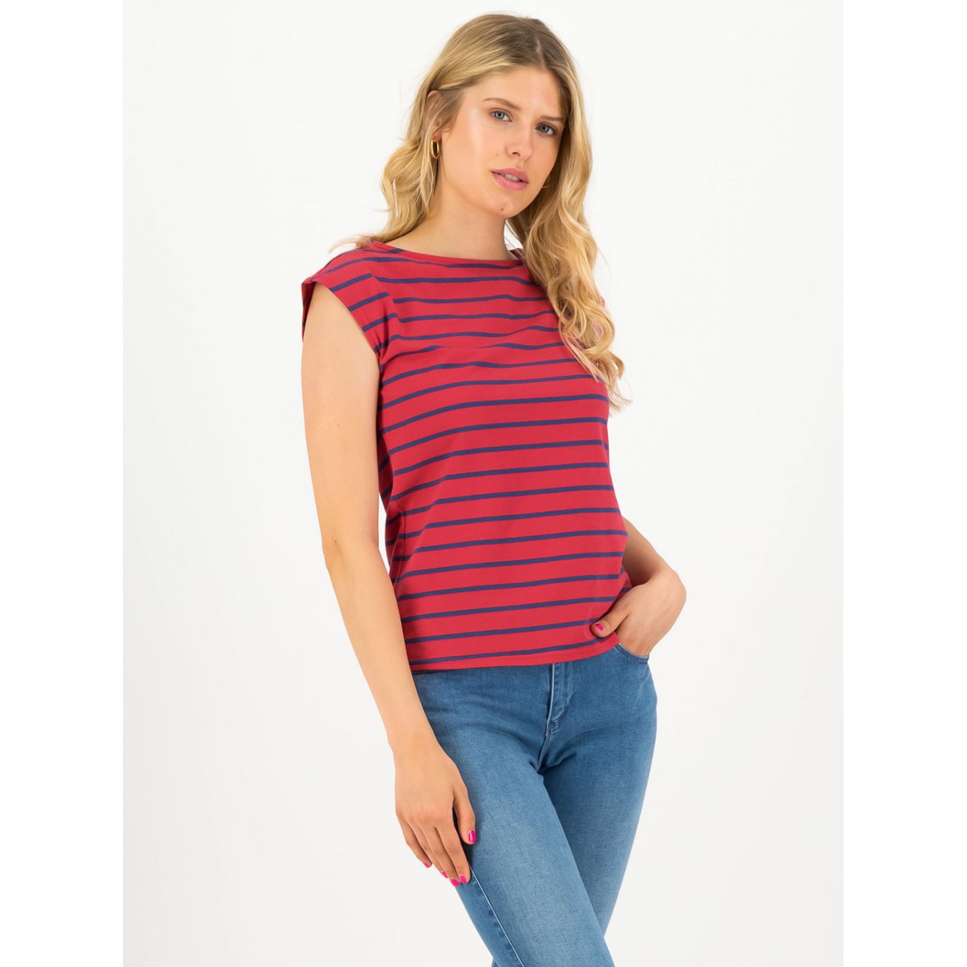 Blutsgeschwister Logo Red Striped T-Shirt