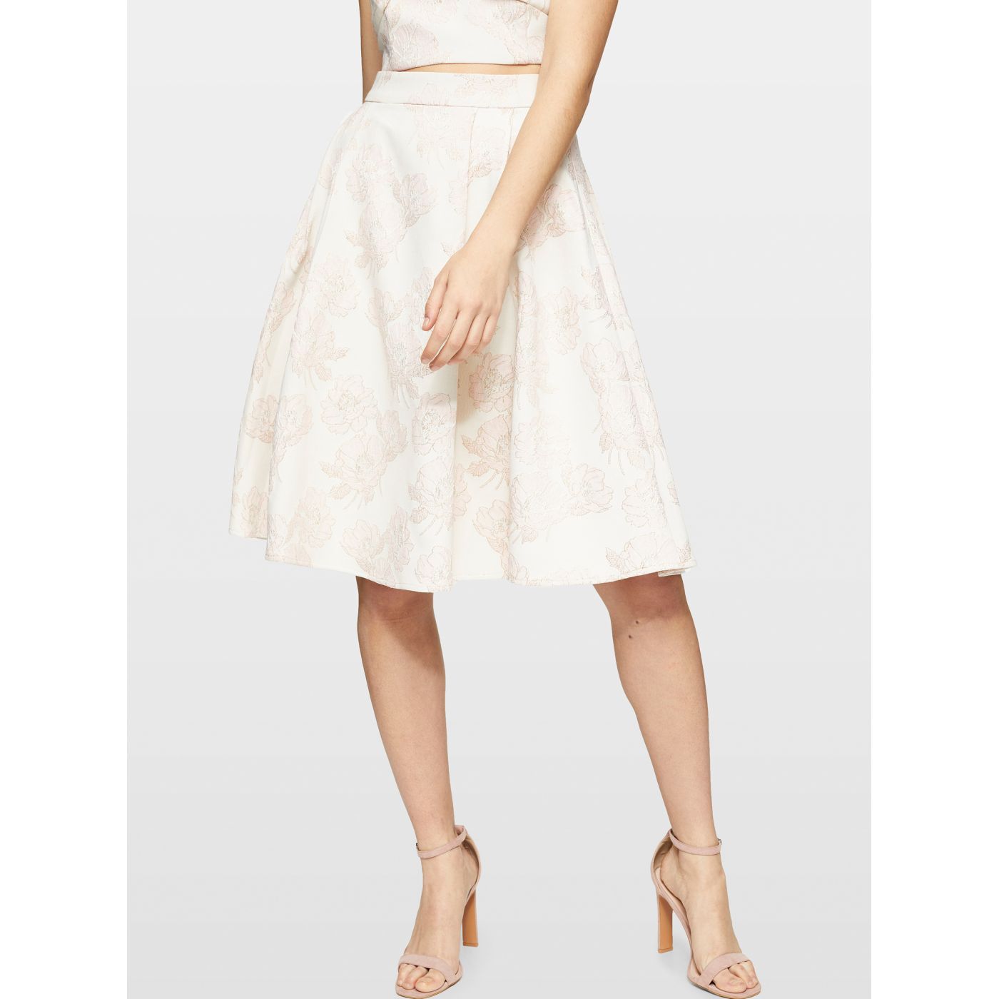 Miss Selfridge Cream Patterned Skirt