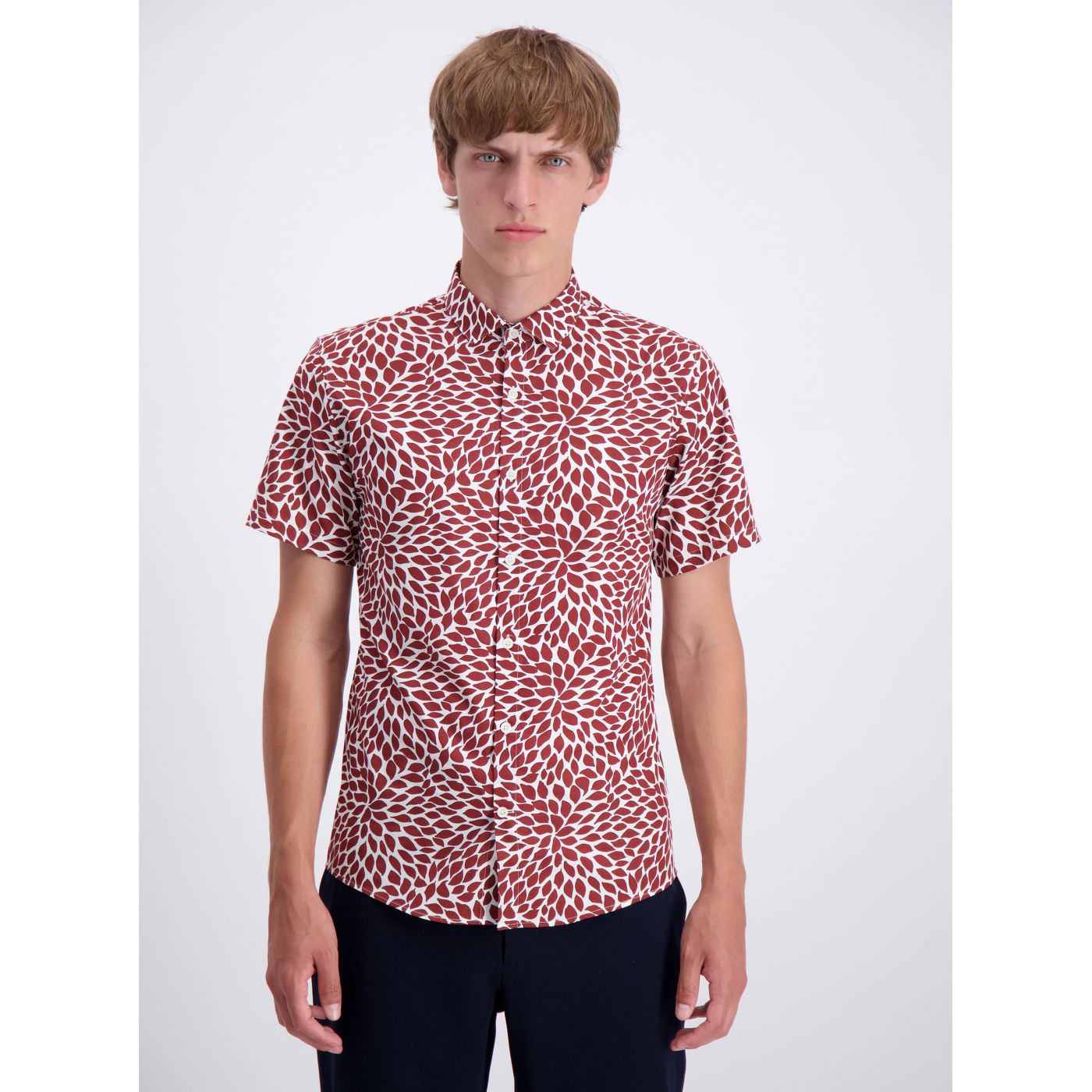 Brown Patterned Slim Fit Lindbergh Shirt