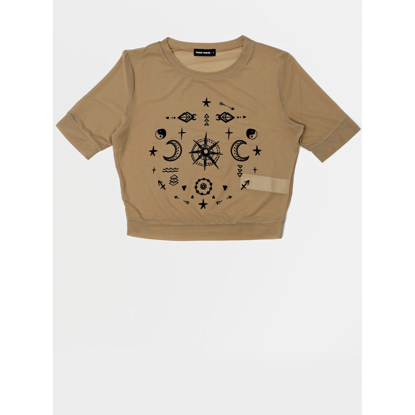 Beige translucent crop top TALLY WEiJL