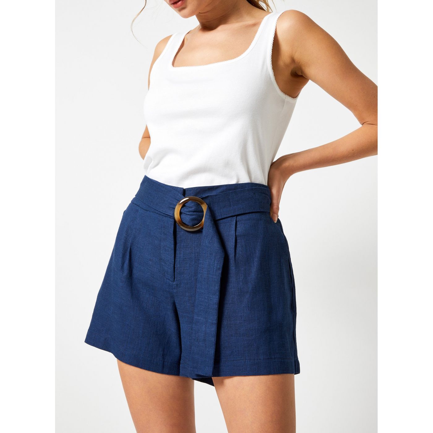 Dark blue shorts with Dorothy Perkins flax