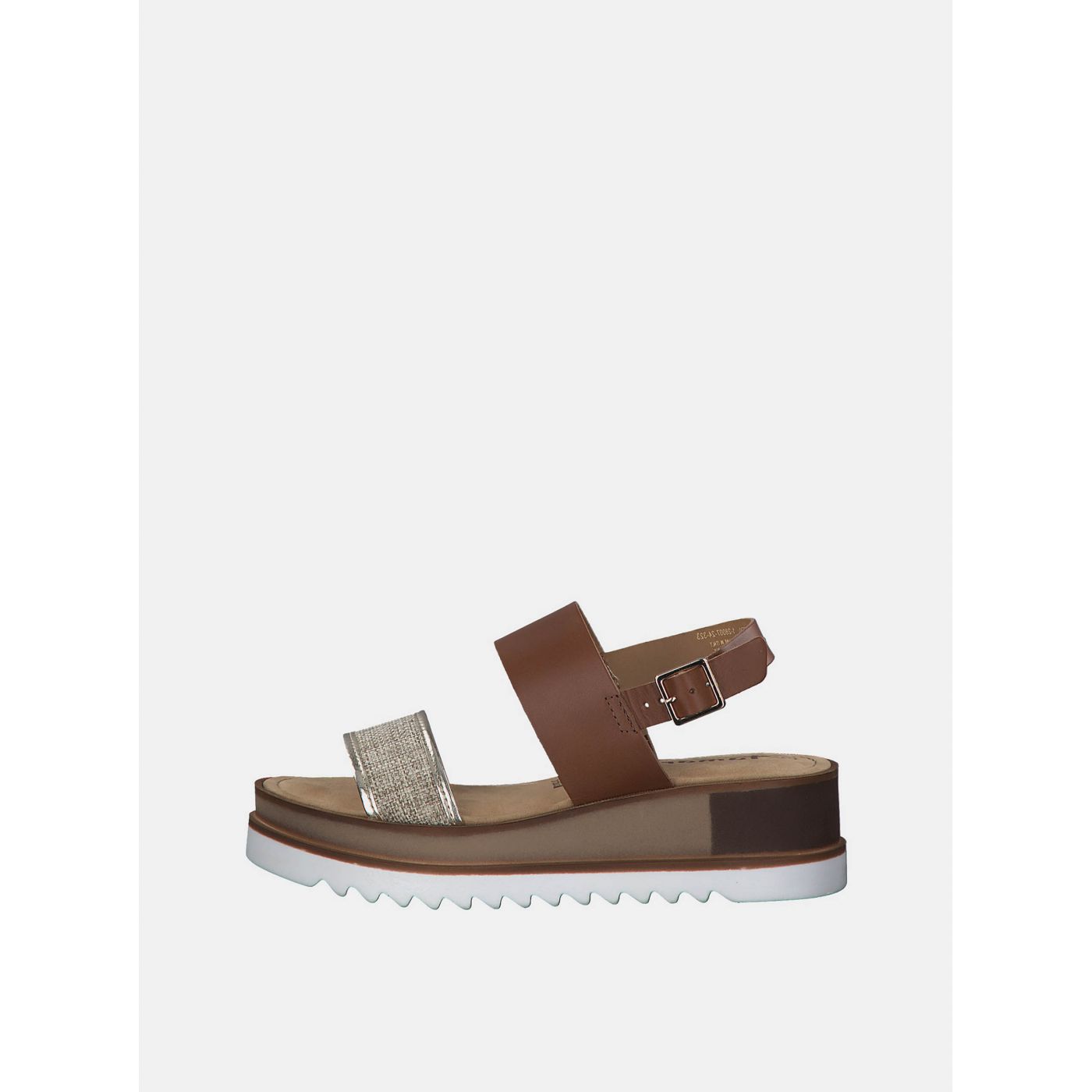 Brown leather sandals on Tamaris platform