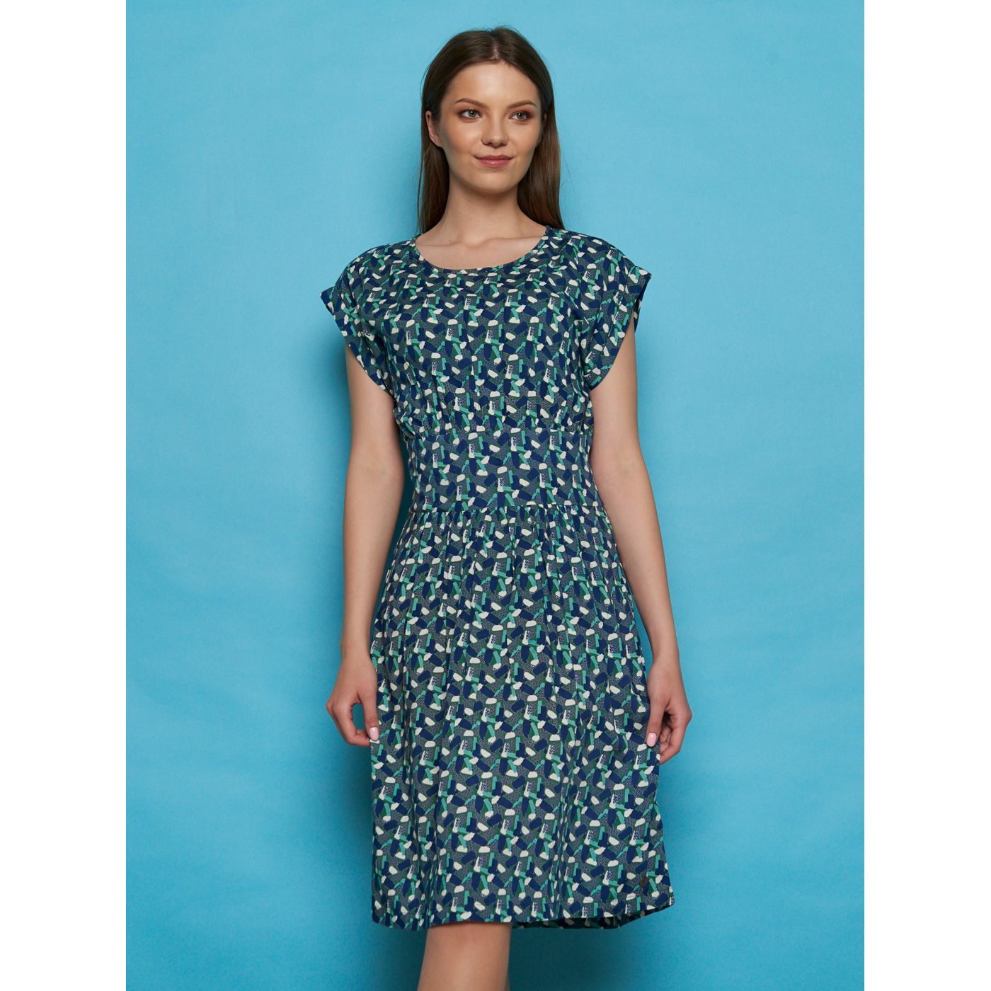 Green-blue patterned dress Tranquillo Sua
